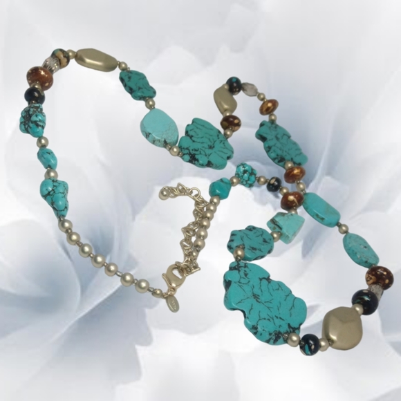 Chico's - Blue Faux Turquoise Necklace with Unique Accent Stones - Picture 4 of 4